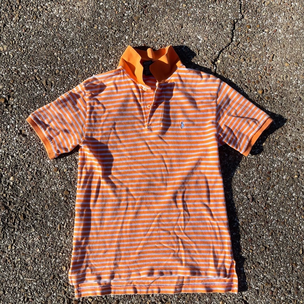 Men's Orange Striped Polo Shirt